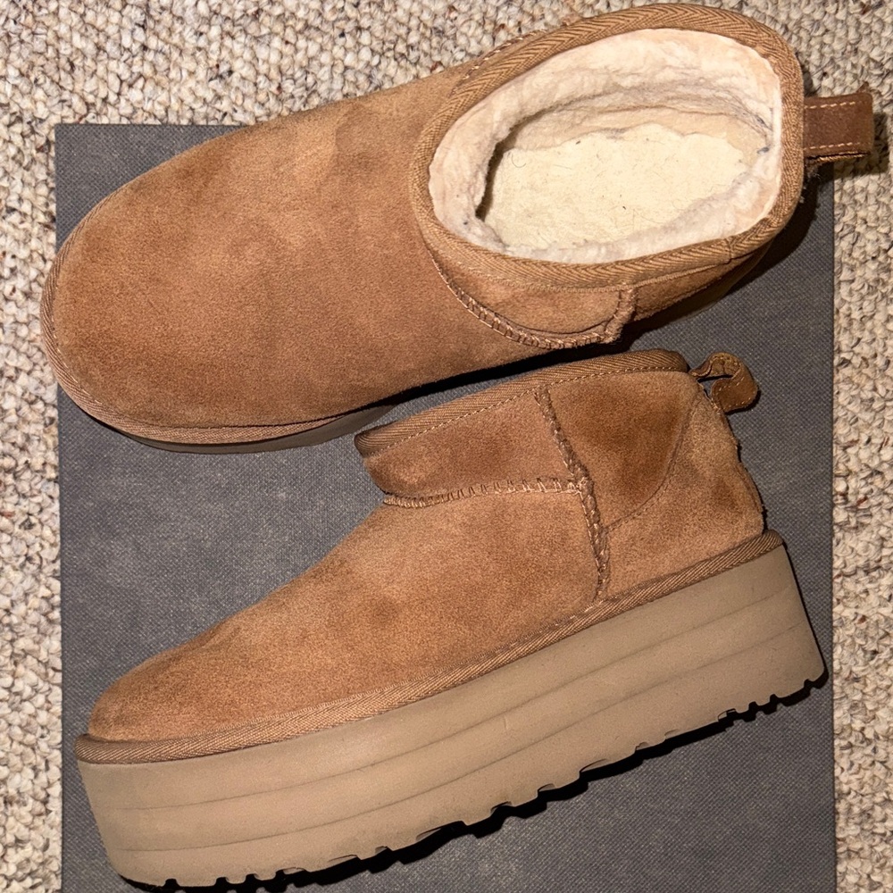 UGG Women’s Brown Suede Platform Ankle Boots